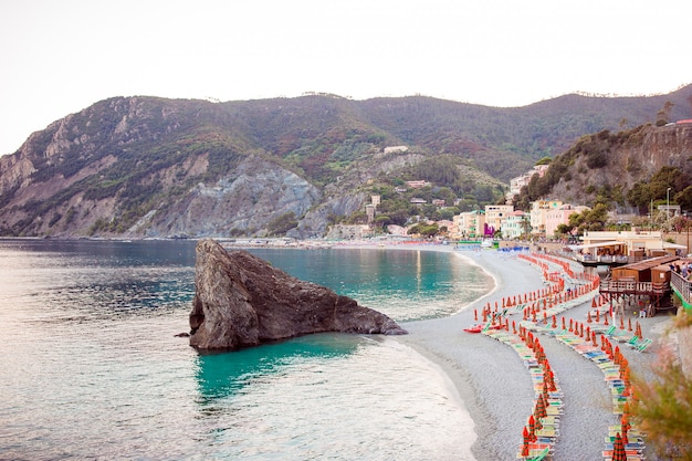 Beautiful european seashore in Monterosso in Italy.