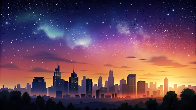 Beautiful Evening Skyline with Stars