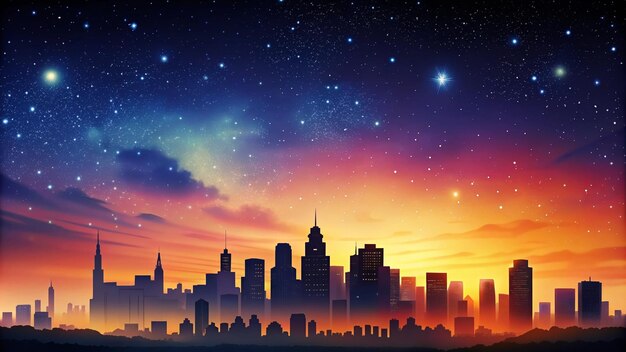 Beautiful Evening Skyline with Stars