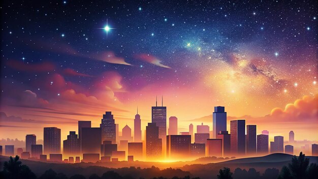 Beautiful Evening Skyline with Stars