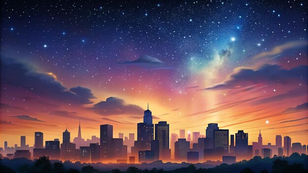 Beautiful Evening Skyline with Stars