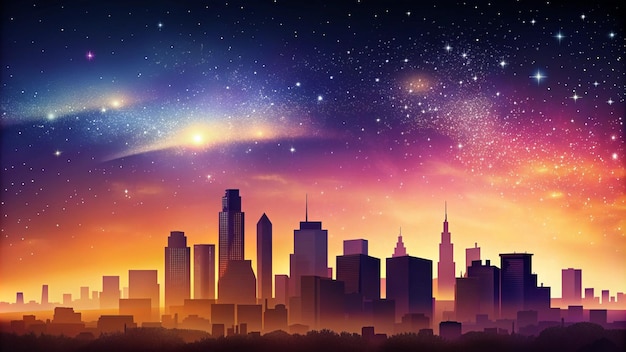 Beautiful Evening Skyline with Stars