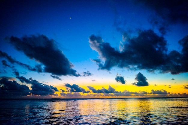 Beautiful evening sunset on the coast of the island Maldives