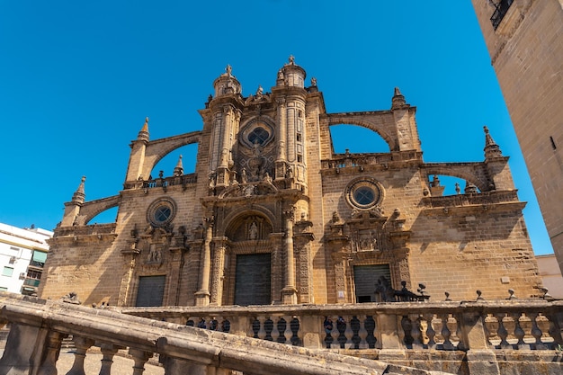 Beautiful facade of the Cathedral church of the town of Jerez de la Frontera in Cadiz Andalusia