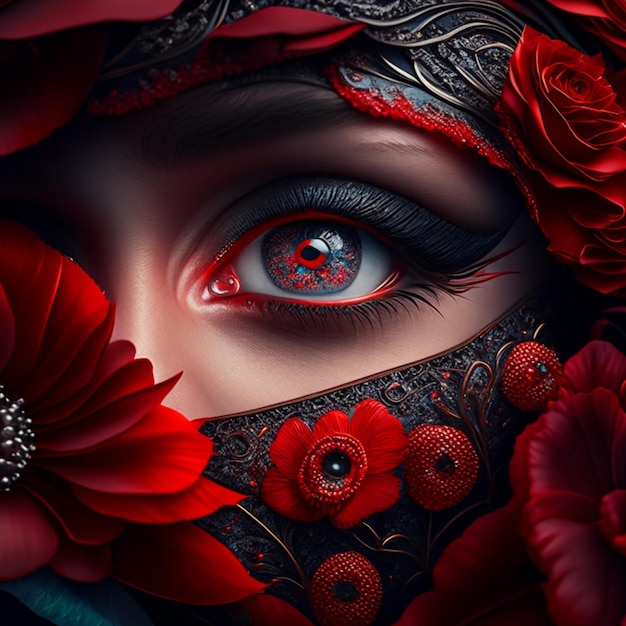 Beautiful Face Red Eyes Girl