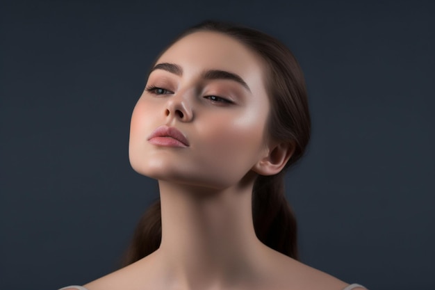 A beautiful face of a young woman healthy skin in skin care concept with Generative AI