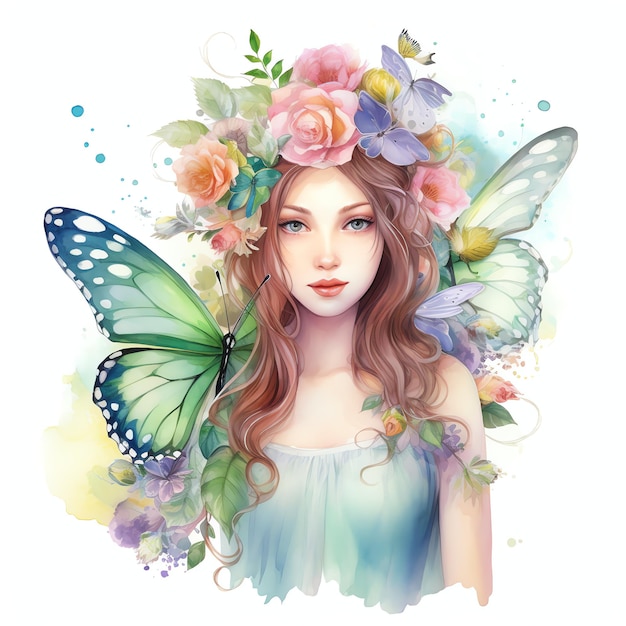 beautiful fairy magical garden full of flowers watercolor fantasy fairytale clipart