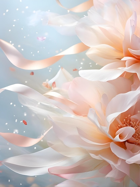 Beautiful falling petals and ribbon background