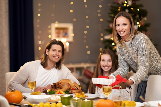 beautiful family spending Christmas at home