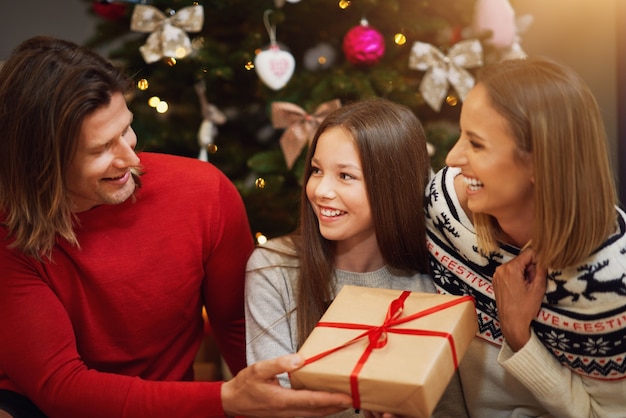 beautiful family spending Christmas at home