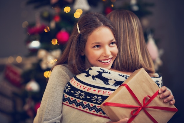 beautiful family spending Christmas at home