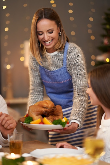 beautiful family spending Christmas at home