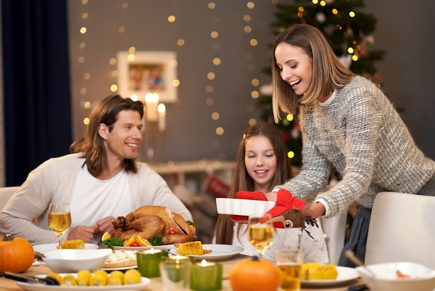 beautiful family spending Christmas at home