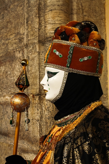 Beautiful and fantastic masks and costumes of elegant and magnificent designs at the Venice Carnival