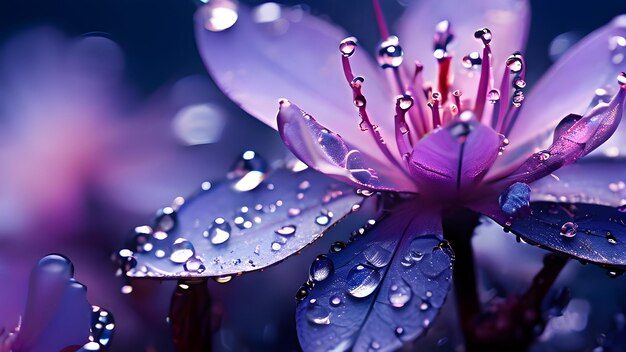 Beautiful fantasy macro water drops on plants