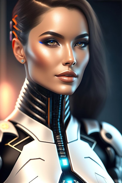 Beautiful female cyborg Conceptual of futuristic bionics and artificial intelligence