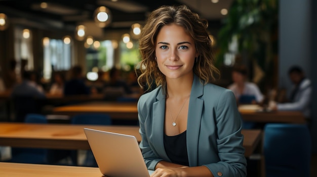 Beautiful female office worker ai generated portrait image copy space