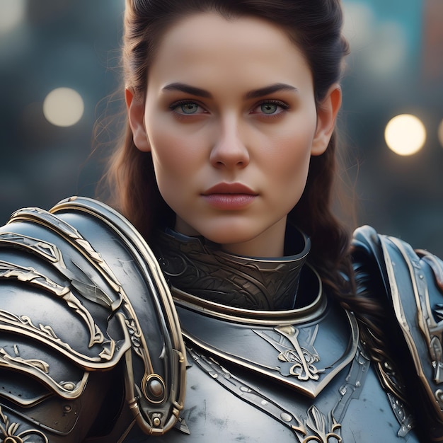 Beautiful female warrior in armour