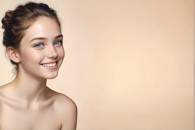 Photo beautiful female young model with perfect natural skin natural beauty cosmetics skin care concept