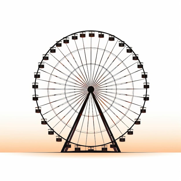 Photo beautiful ferris wheel silhouette isolated on white background