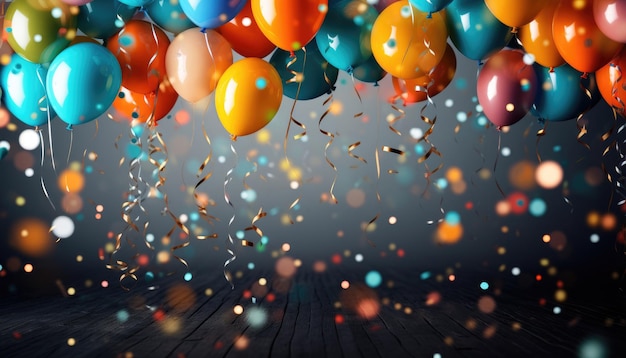 Beautiful Festive Background with Multicolored Balloons Generative AI