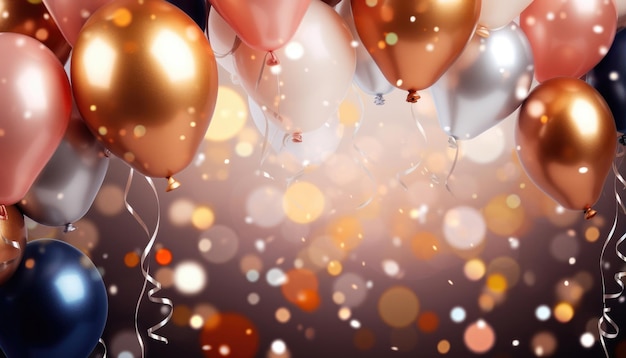 Beautiful Festive Background with Multicolored Balloons Generative AI