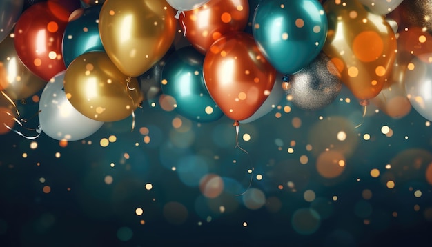 Beautiful Festive Background with Multicolored Balloons Generative AI