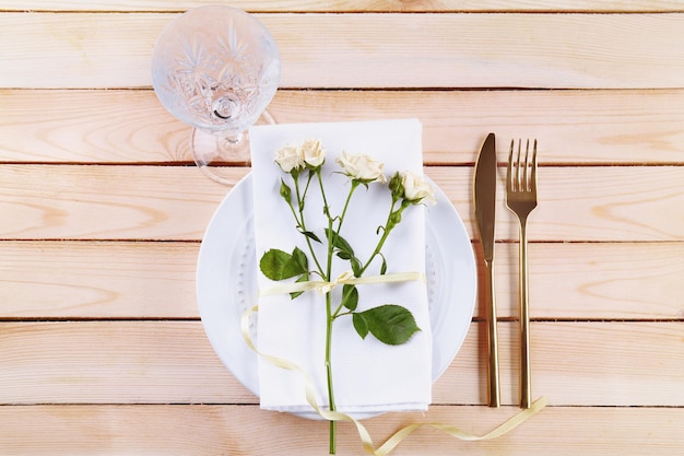 Beautiful festive table setting in cafe