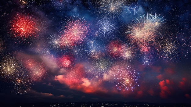 beautiful fireworks in thenight sky AI Generative AI