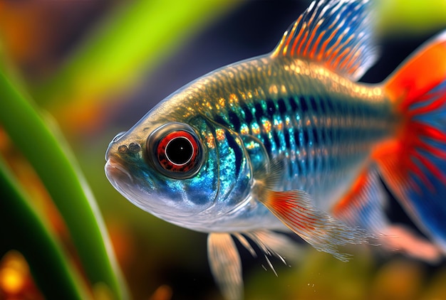 Beautiful fish in macro the danio rerio tetra fish