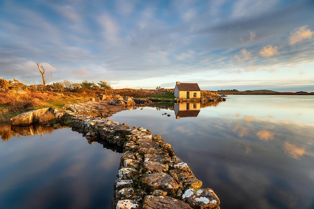 Beautiful fishing hut on a lake at Screebe