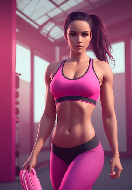 Beautiful fitness woman with perfect body in shape wearing sport clothes for the gym training