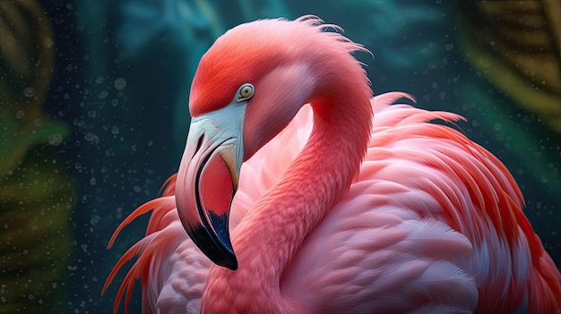 Beautiful Flamingo in Nature Generative AI