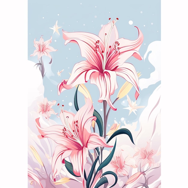 beautiful floral banner template lily illustration