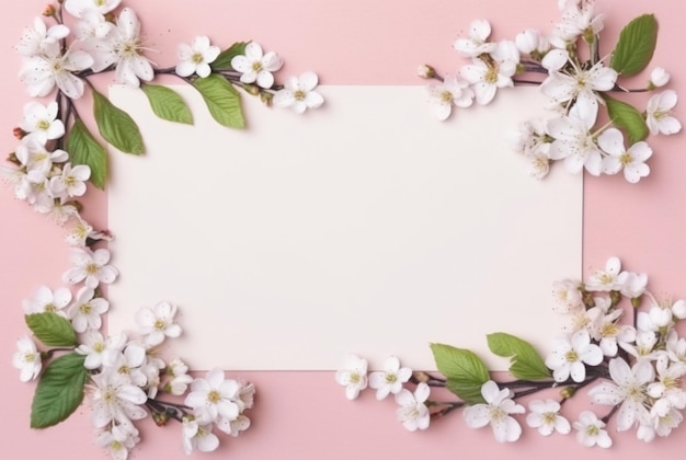 Beautiful floral frame and blank sheet for notes or photos generative ai