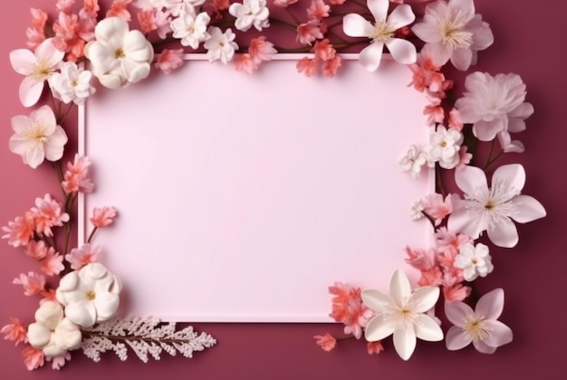 Beautiful floral frame and blank sheet for notes or photos generative ai