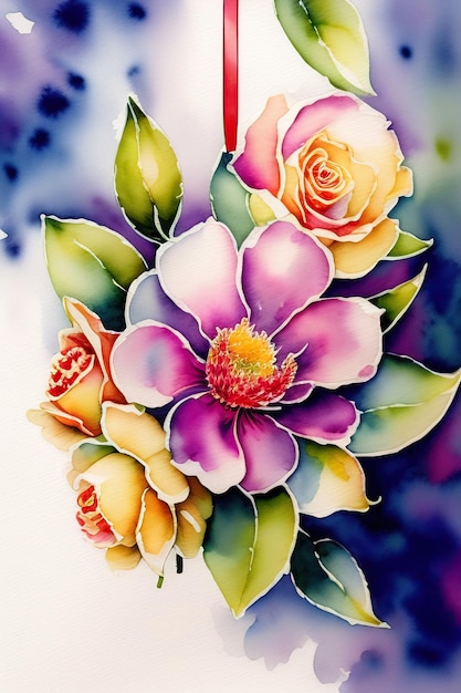 Beautiful Floral Ornament Watercolor