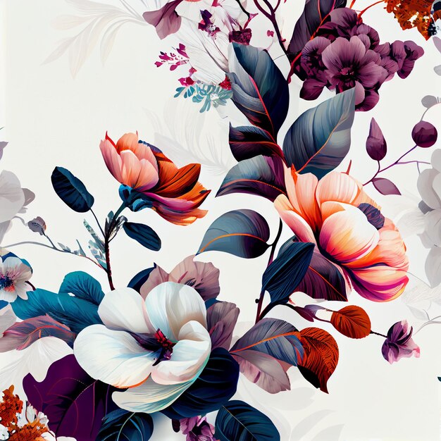 Photo beautiful floral pattern background with flowers generative ai