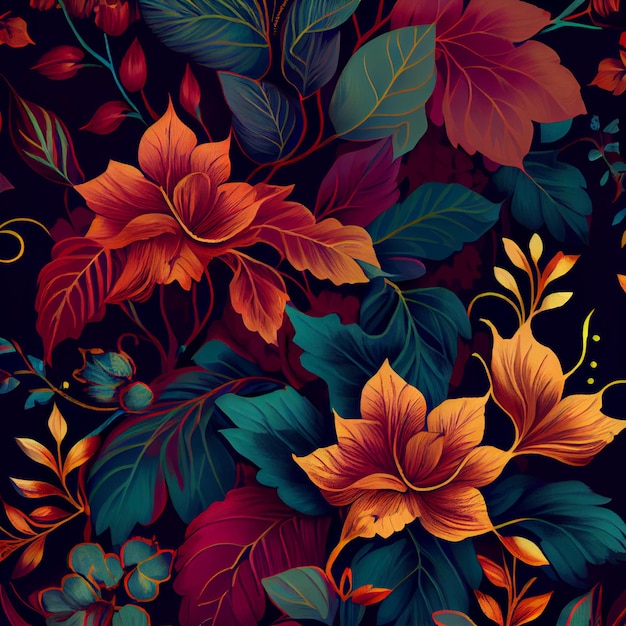 Beautiful floral pattern background with flowers Generative AI