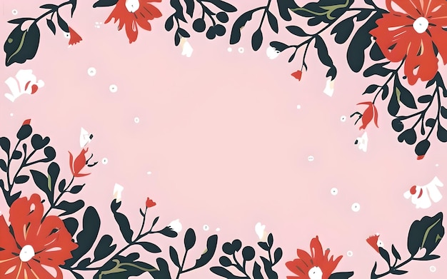 A beautiful floral pattern with flowers on pink background