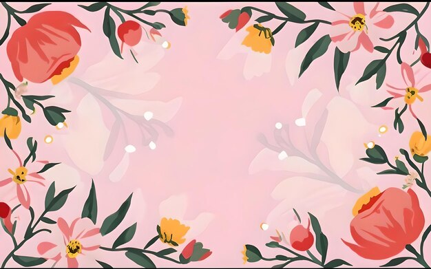 A beautiful floral pattern with flowers on pink background