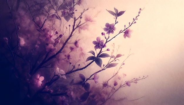 Beautiful floral spring abstract background of nature Branches of blossoming Cherry Blossom Trees