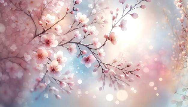 Beautiful floral spring abstract background of nature Branches of blossoming Cherry Blossom