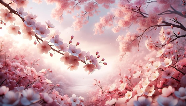 Beautiful floral spring abstract background of nature Branches of blossoming Cherry Blossom