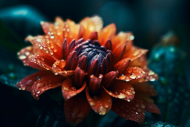 Beautiful flower after the rain Generative AI