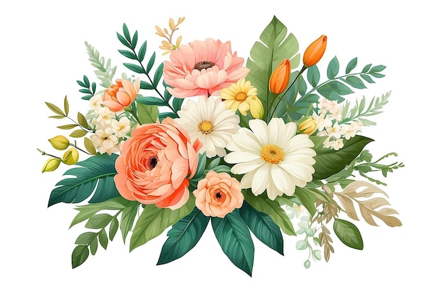 Beautiful Flower Arrangement with Leaf Isolated Clipart