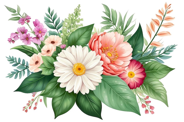 Beautiful Flower Arrangement with Leaf Isolated Clipart