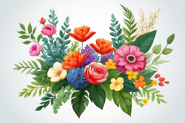 Beautiful Flower Arrangement with Leaf Isolated Clipart