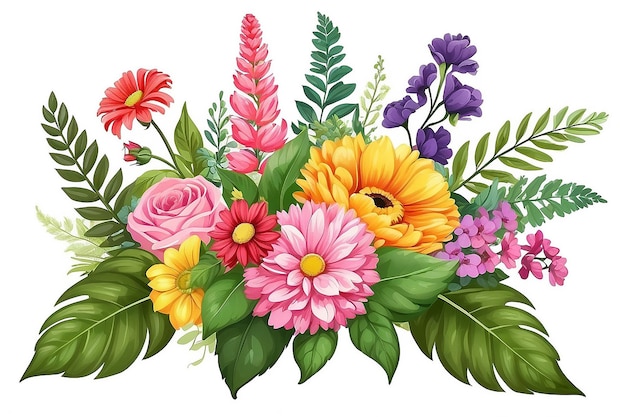 Beautiful Flower Arrangement with Leaf Isolated Clipart