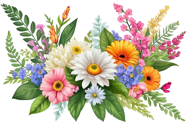 Beautiful Flower Arrangement with Leaf Isolated Clipart